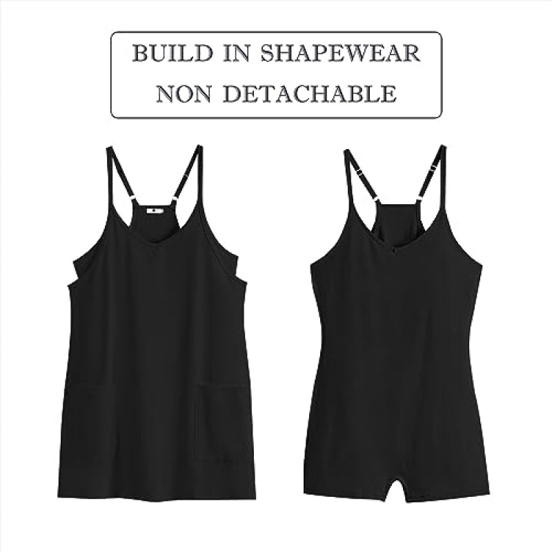 LOGENE 여성 여름 캐주얼 미니 드레스 민소매 짧은 Sundress 운동 테니스 Athletic Onesie 2023 with Pockets