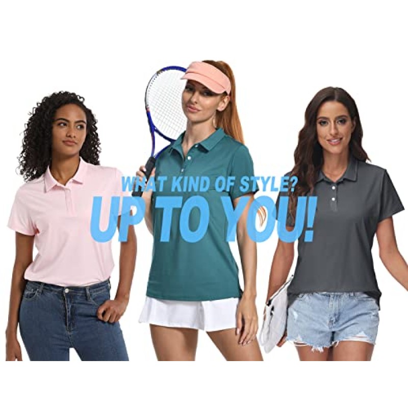 MAGCOMSEN 여성용 골프 폴로 셔츠 UPF 50+ 퀵 드라이 여성용 테니스 셔츠 반소매 운동 칼라 셔츠 작업