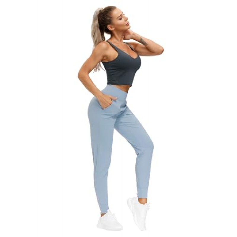 THE GYM PEOPLE 여성용 조깅 바지 경량 운동 레깅스 운동, 요가, 달리기를 위한 테이퍼드 라운지 바지