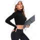 SweatyRocks 여성용 긴 소매 스탠드 칼라 지퍼 업 크롭 탑 스트레치 스포츠 자켓 액티브웨어