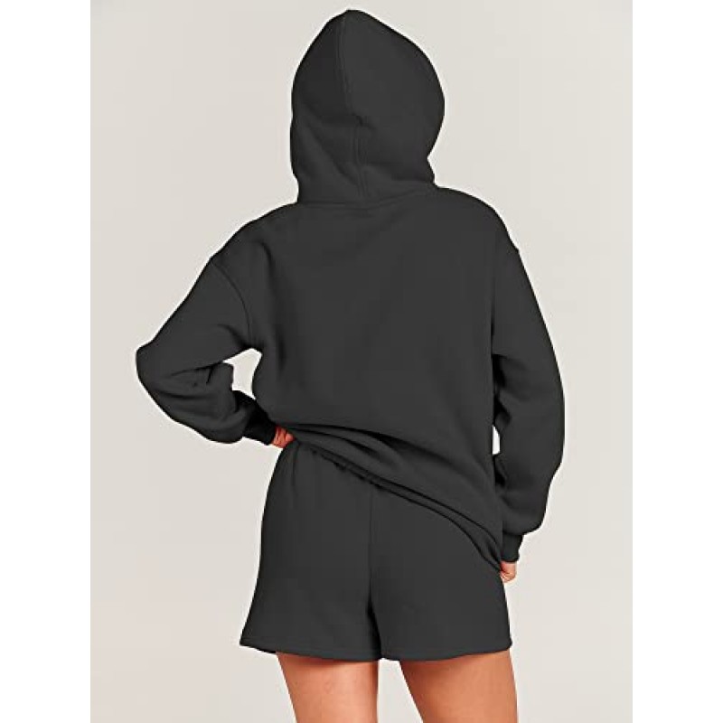 ANRABESS 여성 2 피스 복장 까마귀 짧은 세트 대형 운동복 반바지 Sweatsuit Y2K 의류