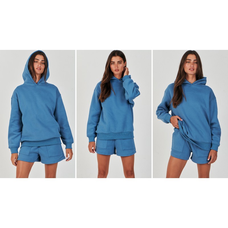 ANRABESS 여성 2 피스 복장 까마귀 짧은 세트 대형 운동복 반바지 Sweatsuit Y2K 의류