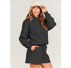 ANRABESS 여성 2 피스 복장 까마귀 짧은 세트 대형 운동복 반바지 Sweatsuit Y2K 의류