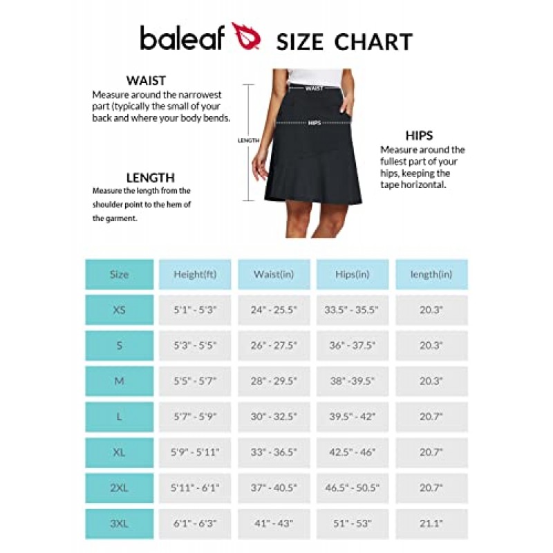 BALEAF 여성용 무릎 길이 Skorts 스커트 20 