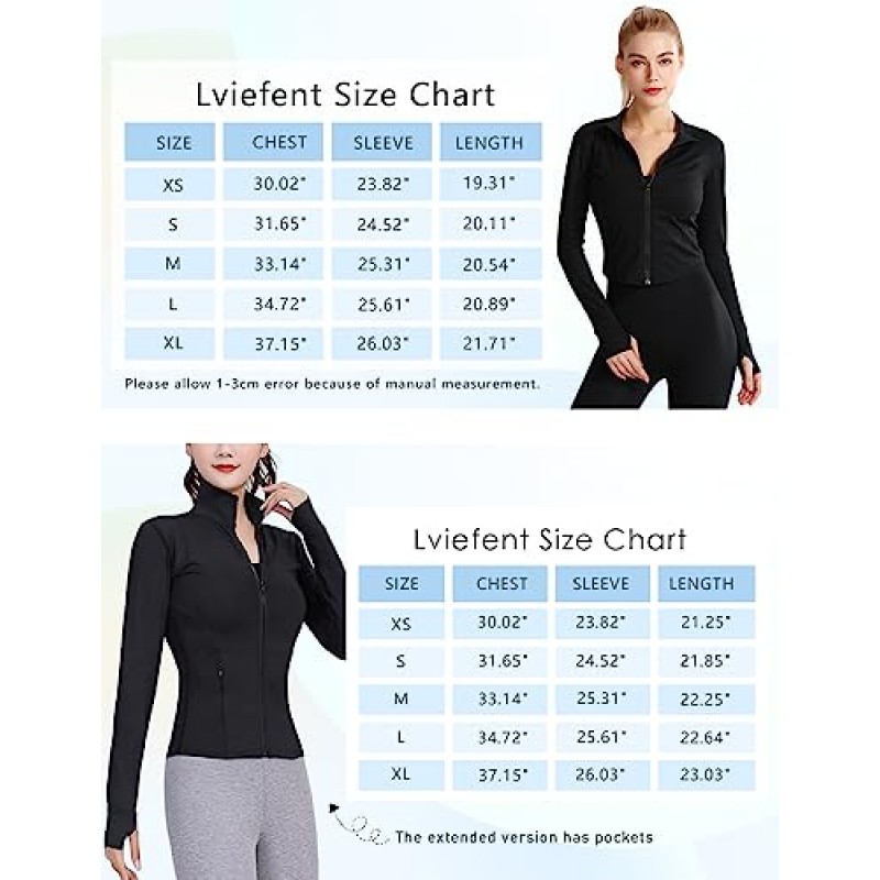 Lvient Womens 경량 풀 지퍼 러닝 트랙 재킷 운동 엄지 구멍이 있는 슬림핏 요가 스포츠웨어