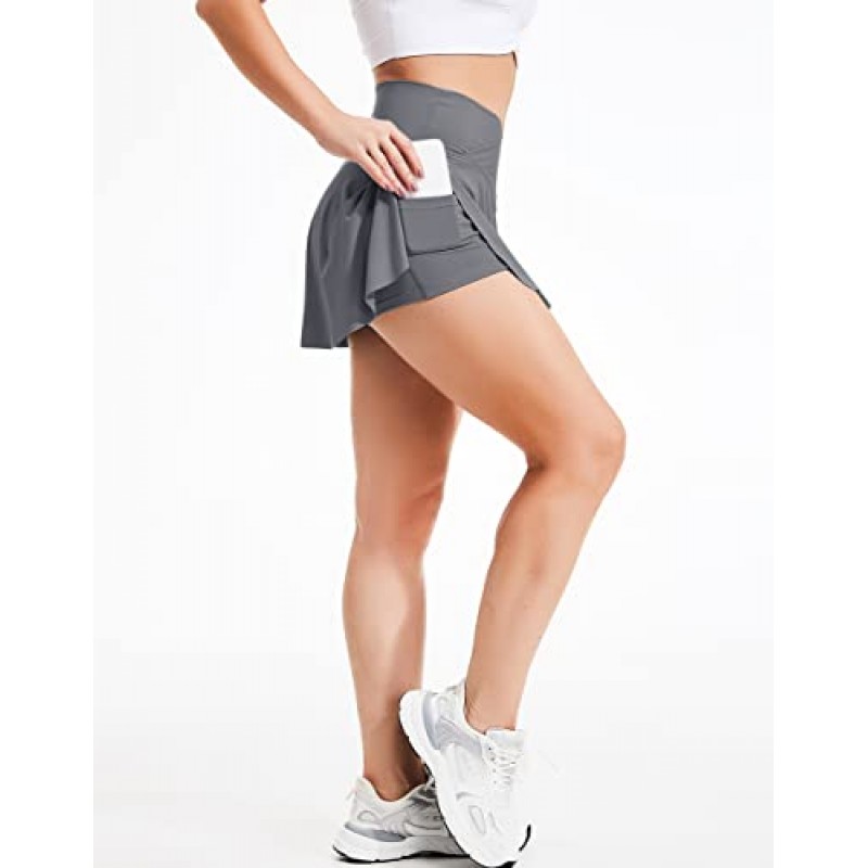 STARBILD 여성용 테니스 스커트 포켓 포함 반바지 운동 골프 Skorts Activewear 러닝 운동 스포츠 스커트