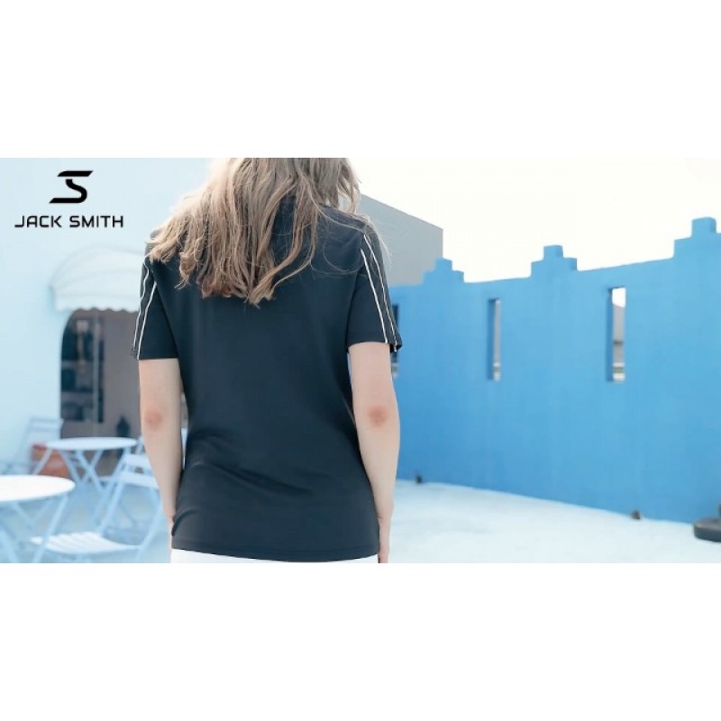 JACK SMITH 여성용 골프 폴로 셔츠 지퍼가 달린 반소매 드라이핏 테니스 셔츠 Activewear 폴로 S-XXL