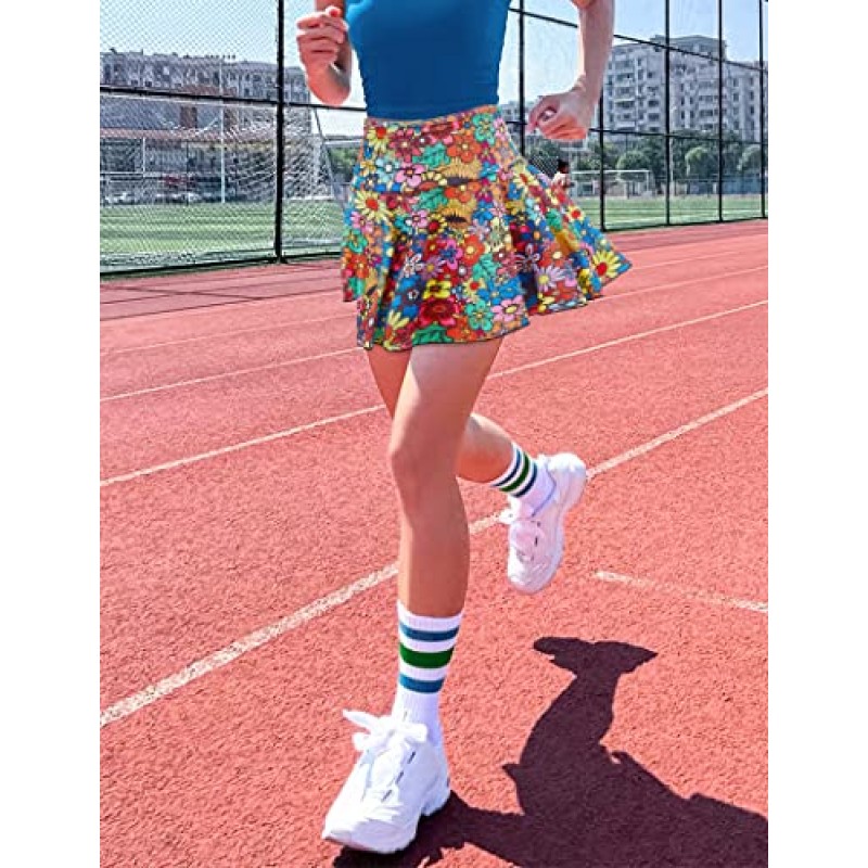 Gnainach Girls Skorts 하이 웨이스트 운동 스커트 (반바지 포함) 청소년을위한 신축성있는 Activewear Kids Performance Tennis