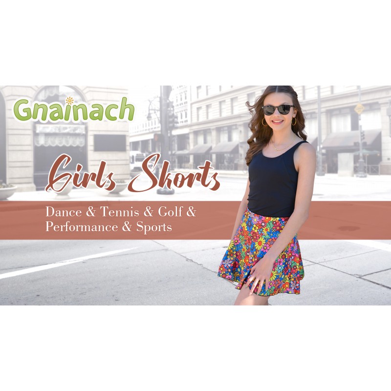 Gnainach Girls Skorts 하이 웨이스트 운동 스커트 (반바지 포함) 청소년을위한 신축성있는 Activewear Kids Performance Tennis