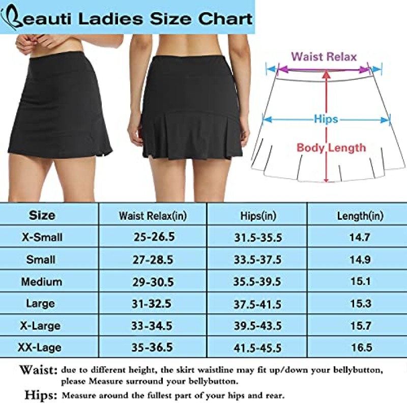 Ibeauti Womens Back Pleated Athletic Tennis Skorts 골프 스커트(3개의 포켓 포함) 활동적인 운동을 위한 메쉬 반바지