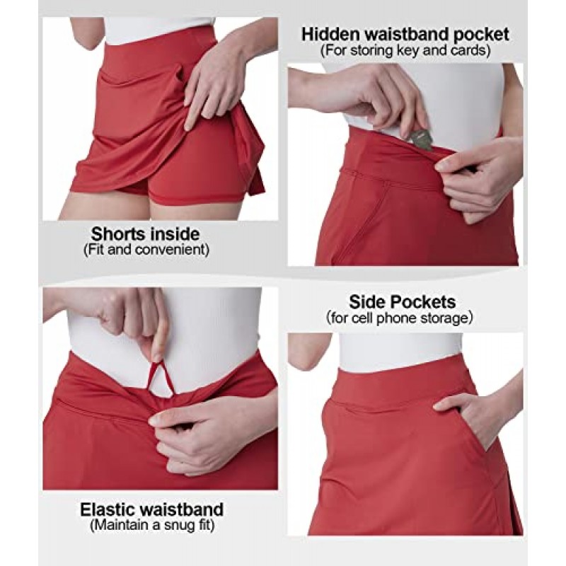 Cityoung 여성용 액티브 골프 Skort with Pockets 운동 달리기 테니스 운동 스포츠 스커트
