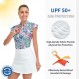 Soneven Womens 꽃잎 슬리브 골프 셔츠 수분 위킹 레이디 골프 의류 프린트 테니스 스포츠 T 셔츠