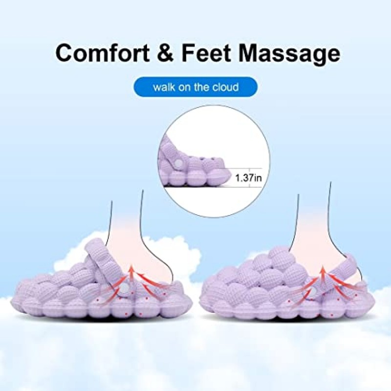 성인과 어린이를위한 scecocrs 버블 슬라이드, 소년 소녀 남성 여성 정원 나막신 신발, 쿠션 마사지 골프 공 슬라이드 플랫폼 편안한 버블 슬리퍼 샌들