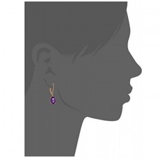 아마존 컬렉션 14k 골드 8 x 10mm 레버백 여성용 타원형 보석 댕글 귀걸이