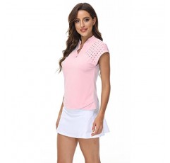 DOTIN Womens 2 팩 골프 폴로 셔츠 반소매 V 넥 칼라 퀵 드라이 테니스 스포츠 셔츠 운동 탑