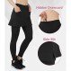 slimour 여성 레깅스 스커트 부착 골프 스커트 레깅스 겨울 테니스 스커트 레깅스 운동 스커트 하이킹