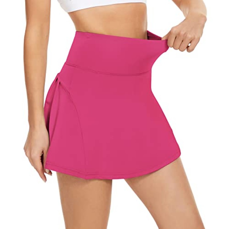 Zando 테니스 스커트 여성용 포켓 하이 웨이스트 골프 스커트 미니 스커트 Pleated Athletic Skorts 스커트 여성용