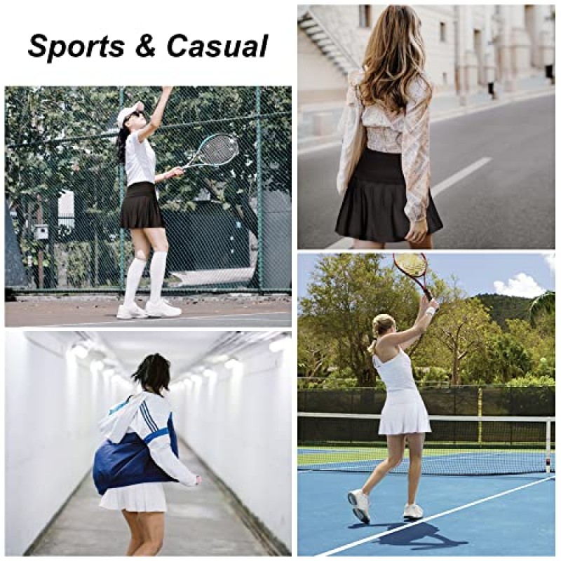 Zando 테니스 스커트 여성용 포켓 하이 웨이스트 골프 스커트 미니 스커트 Pleated Athletic Skorts 스커트 여성용
