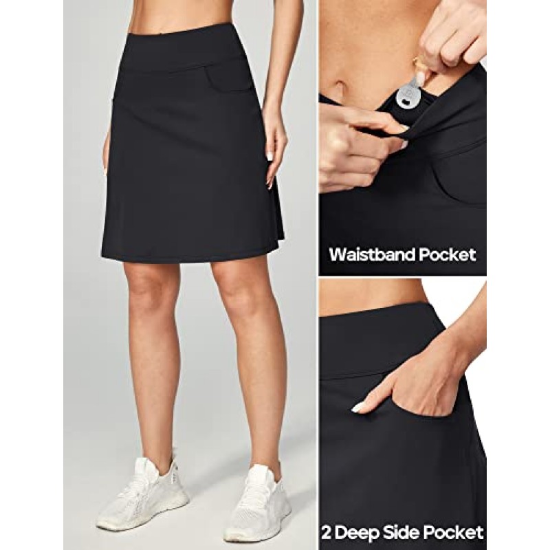 Ewedoos Skort 골프 스커트 여성용 포켓 무릎 길이 Skorts 하이 웨이스트 20 