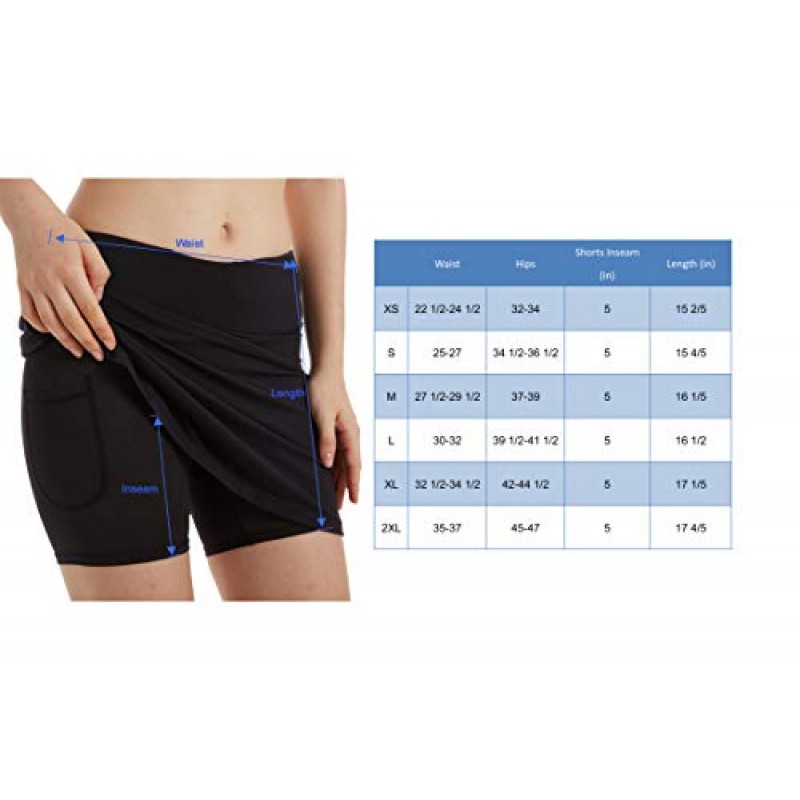 여성용 활동적 운동 스커트 스포츠 골프 테니스 러닝 포켓 Skort