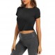 Bestisun Womens Cropped Workout Tops Flowy Gym Workout 자르기 탑 슬림 피트 운동 요가 운동 셔츠 댄스 탑