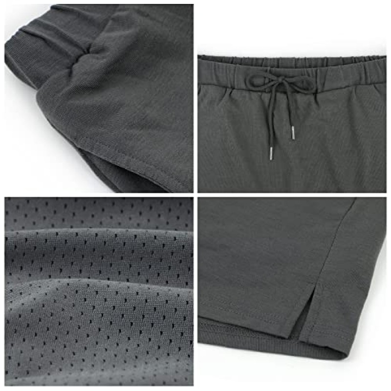 포켓이 있는 여성용 테니스 스커트 Athletic Skort Stretchy 무릎 길이 골프 하이 웨스트 스커트 Drawstring Shorts