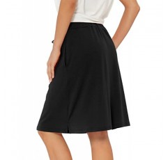 포켓이 있는 여성용 테니스 스커트 Athletic Skort Stretchy 무릎 길이 골프 하이 웨스트 스커트 Drawstring Shorts