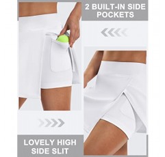 Ewedoos Skort with 슬릿 골프 스커트 여성용 포켓 하이 웨이스트 테니스 스커트 애슬레틱 스커트 러닝 운동 캐주얼