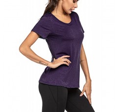 ADOME 운동 셔츠 여성용 반팔 수분 흡수 운동 탑 골프 요가 러닝 티셔츠 체육관 Activewear
