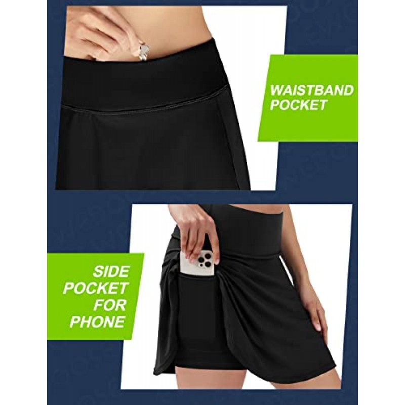 Ewedoos 테니스 스커트 4 포켓 여성용 하이 웨이스트 Skort 운동 골프 Skorts 스커트 여성용 테니스 스커트
