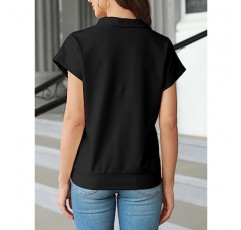 Fessceruna Womens Raglan 반소매 옷깃 스웨터 여름 루즈핏 지퍼 업 트랙수트 포켓이 있는 티셔츠