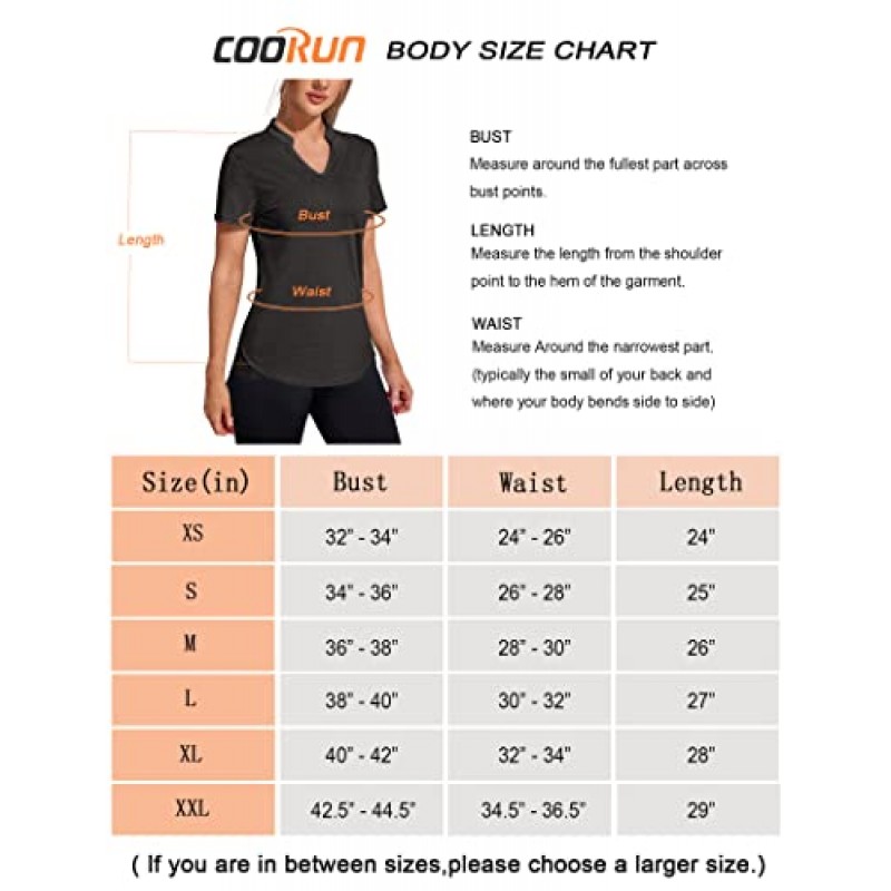 COOrun Womens Workout Tops 반소매 V 넥 모이스처 위킹 셔츠 요가 탑 골프 운동 러닝 캐주얼 티셔츠 __