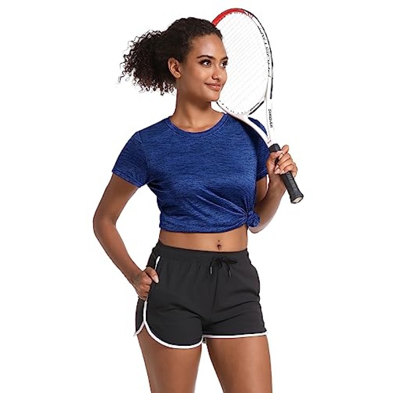 MAGCOMSEN 여성용 운동 셔츠 Crewneck 반팔 경량 소프트 탑 운동 스포츠 피트니스 운동 요가