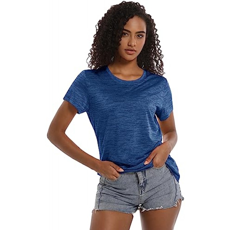 MAGCOMSEN 여성용 운동 셔츠 Crewneck 반팔 경량 소프트 탑 운동 스포츠 피트니스 운동 요가