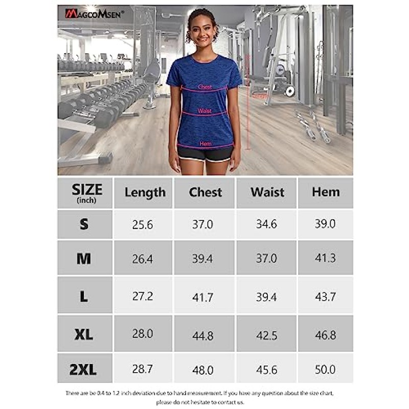 MAGCOMSEN 여성용 운동 셔츠 Crewneck 반팔 경량 소프트 탑 운동 스포츠 피트니스 운동 요가