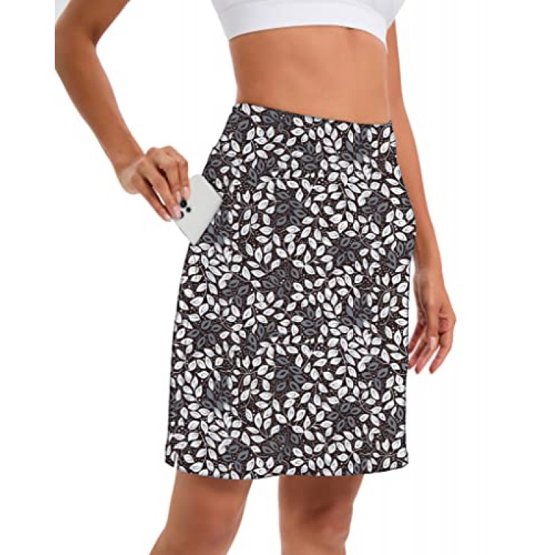 Jhsnjnr 여성용 테니스 스커트 캐주얼 무릎 길이 골프 스커트 포켓 포함 운동 운동 Skort