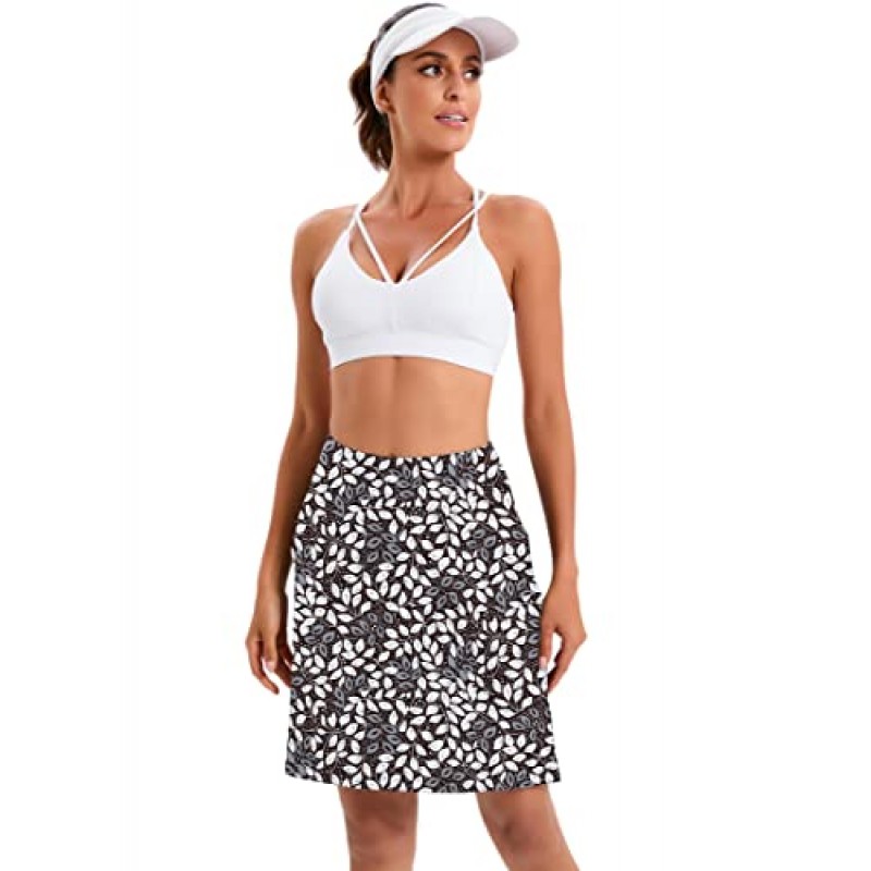 Jhsnjnr 여성용 테니스 스커트 캐주얼 무릎 길이 골프 스커트 포켓 포함 운동 운동 Skort