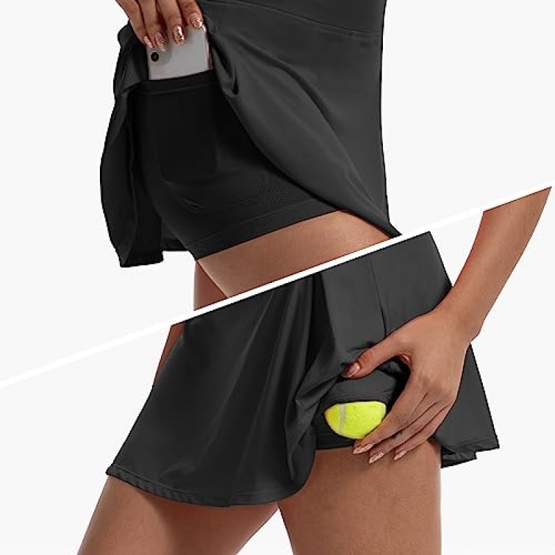 FitsT4 테니스 스커트 여성용 골프 운동 러닝 캐주얼 피클볼 운동 Skort with Pockets