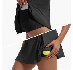FitsT4 테니스 스커트 여성용 골프 운동 러닝 캐주얼 피클볼 운동 Skort with Pockets