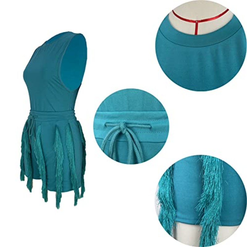 Elainone 여성용 투피스 복장 섹시한 Bodycon 민소매 탑 Drawstring 허리 반바지 세트