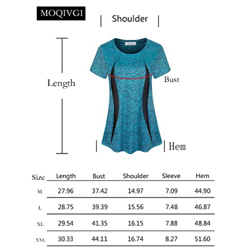 MOQIVGI 여성용 반팔 운동 탑 캐주얼 여름 러닝 요가 운동 피트니스 셔츠 Activewear