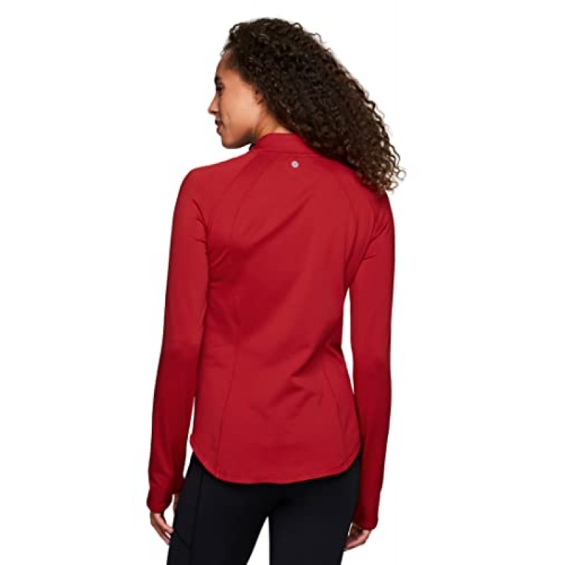 RBX 액티브 여성용 경량 모크 넥 플리스 안감 지퍼 풀오버 ​​애슬레틱 러닝 셔츠