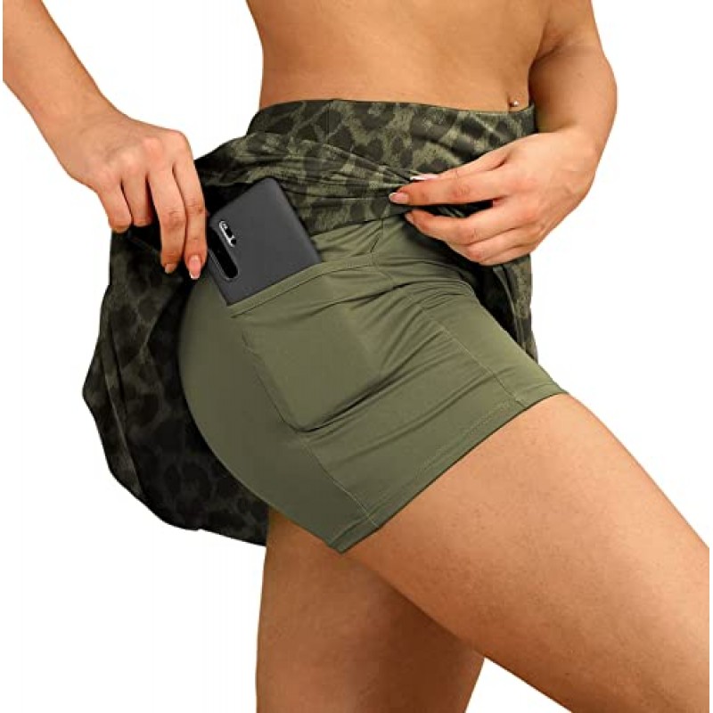 icyzone 여성용 애슬레틱 스커트 - 포켓이 있는 운동용 런닝 골프 테니스 스커트