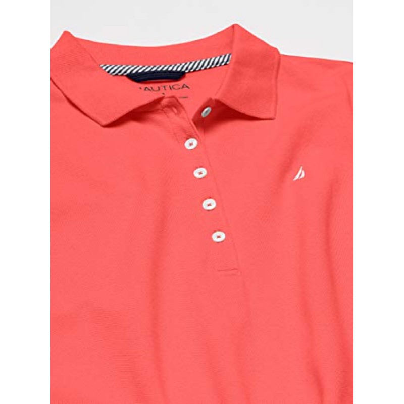 Nautica 여성용 5버튼 반소매 코튼 폴로 셔츠
