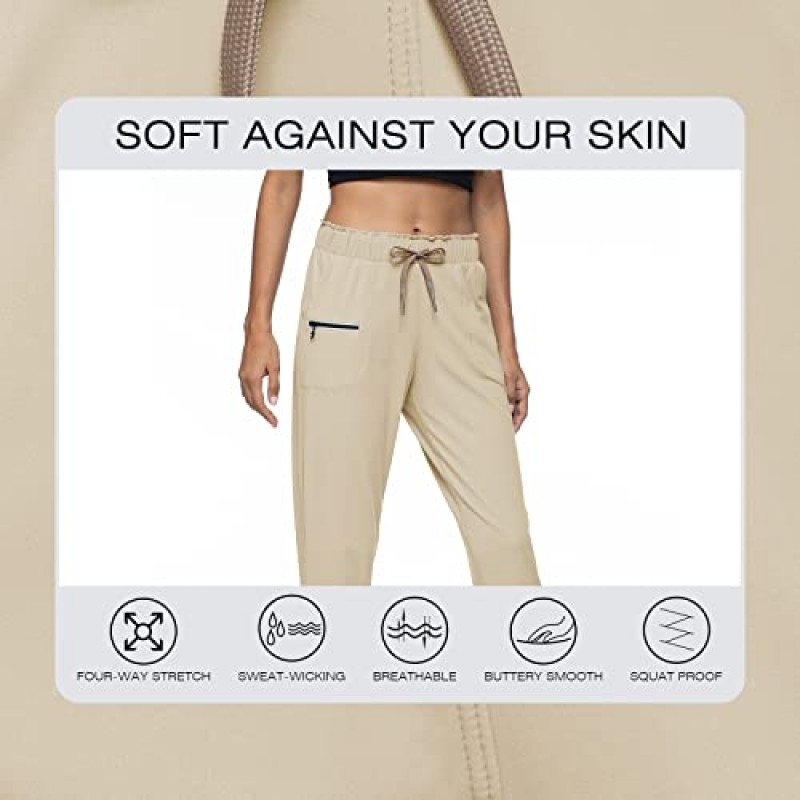 Haowind 조깅하는 여성용 포켓 신축성있는 허리 운동 스포츠 체육관 바지 편안한 라운지 요가 러닝 바지