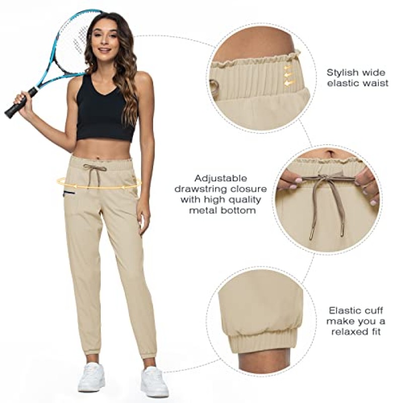 Haowind 조깅하는 여성용 포켓 신축성있는 허리 운동 스포츠 체육관 바지 편안한 라운지 요가 러닝 바지