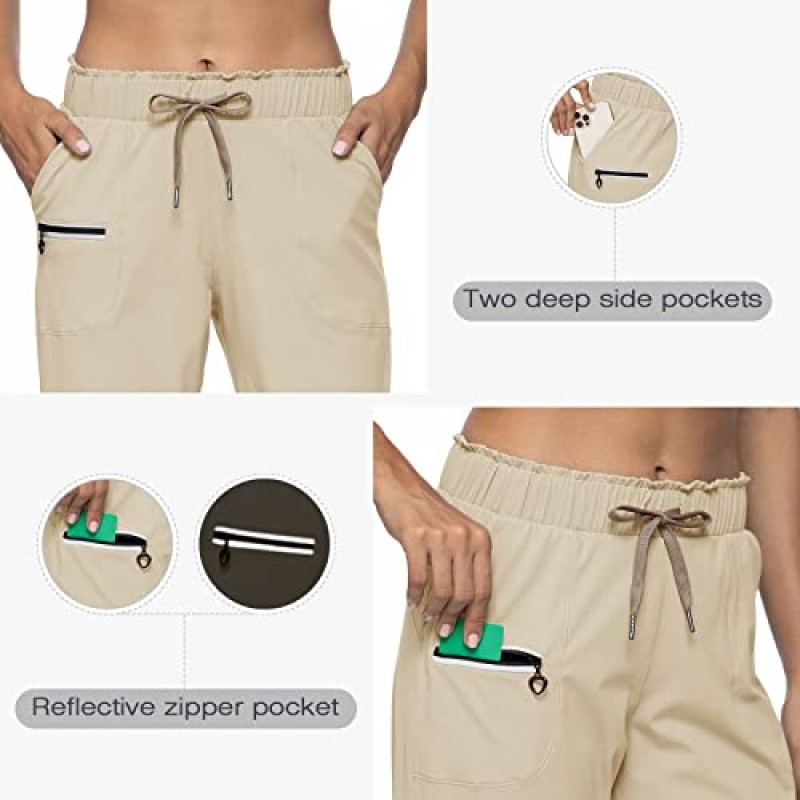 Haowind 조깅하는 여성용 포켓 신축성있는 허리 운동 스포츠 체육관 바지 편안한 라운지 요가 러닝 바지