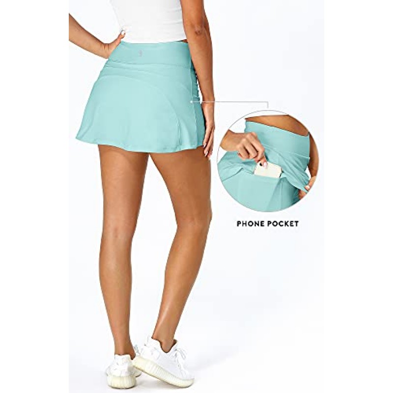 Icyzone 여성용 운동용 테니스 스커트 포켓 반바지, 운동 러닝 골프 스커트