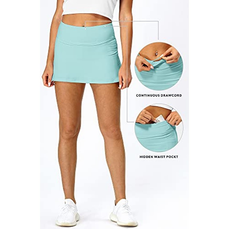 Icyzone 여성용 운동용 테니스 스커트 포켓 반바지, 운동 러닝 골프 스커트
