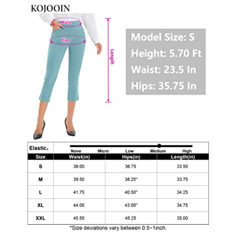 KOJOOIN 여성용 골프 바지 비즈니스 캐주얼 카프리 스트레치 경량 퀵 드라이 카프리 워크 요가 드레스 바지 포켓 포함